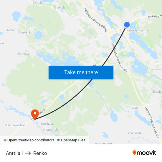 Anttila I to Renko map