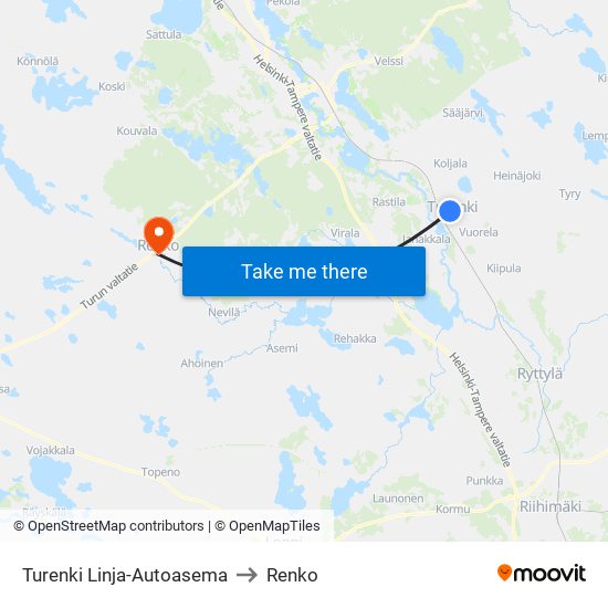 Turenki Linja-Autoasema to Renko map