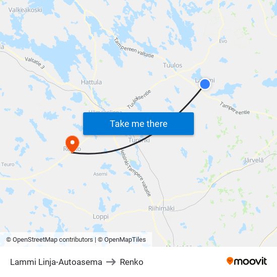 Lammi Linja-Autoasema to Renko map