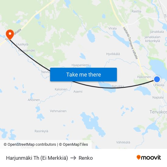 Harjunmäki Th (Ei Merkkiä) to Renko map