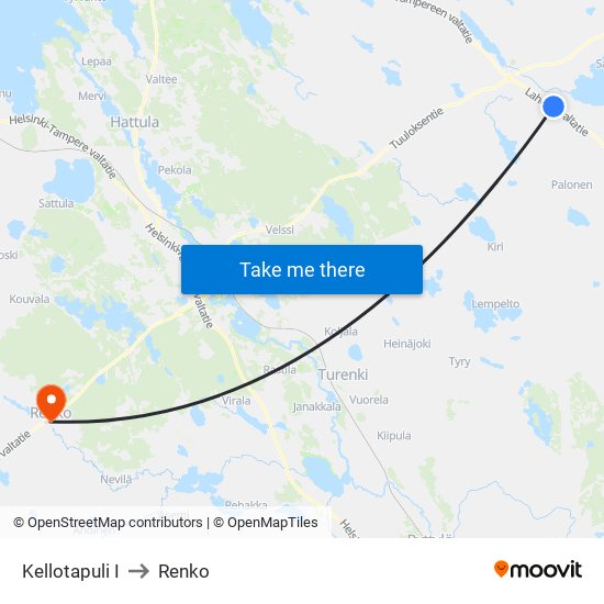 Kellotapuli I to Renko map