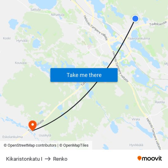 Kikaristonkatu I to Renko map