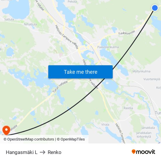 Hangasmäki L to Renko map