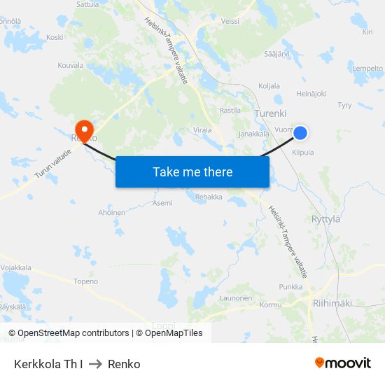 Kerkkola Th I to Renko map