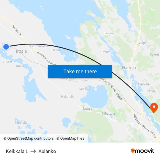 Keikkala L to Aulanko map