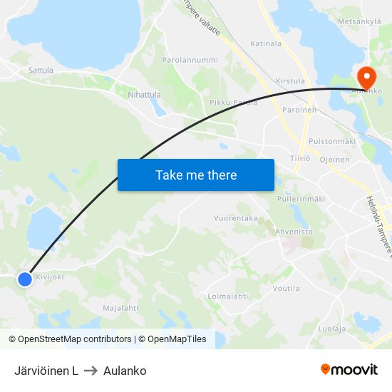 Järviöinen L to Aulanko map