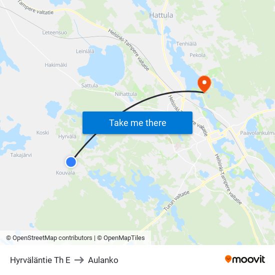 Hyrväläntie Th E to Aulanko map