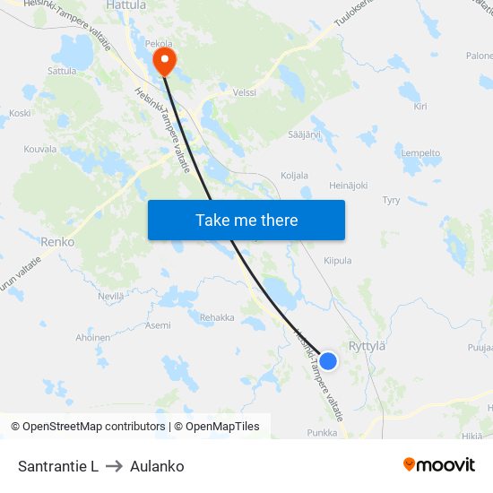 Santrantie L to Aulanko map