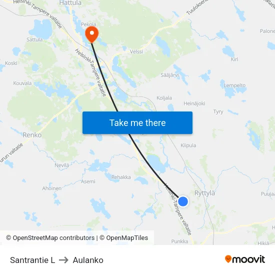 Santrantie L to Aulanko map