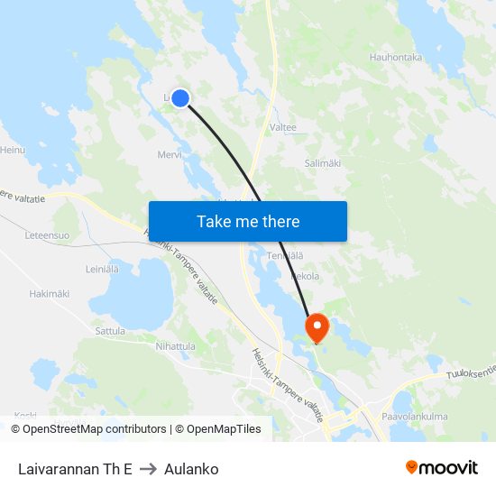 Laivarannan Th E to Aulanko map
