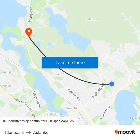 Idänpää E to Aulanko map