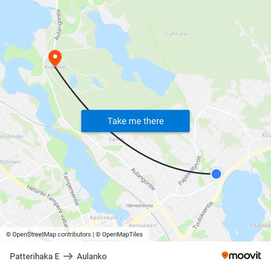 Patterihaka E to Aulanko map