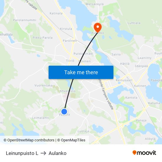 Leinunpuisto L to Aulanko map