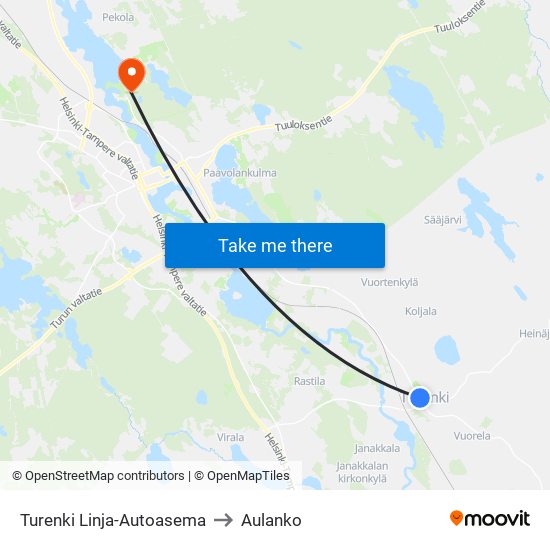 Turenki Linja-Autoasema to Aulanko map