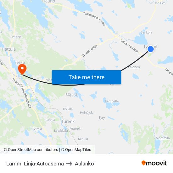 Lammi Linja-Autoasema to Aulanko map