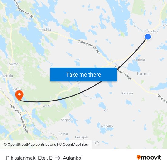 Pihkalanmäki Etel. E to Aulanko map