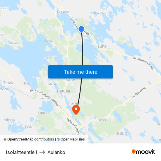 Isolähteentie I to Aulanko map