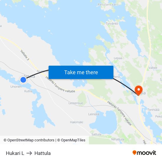 Hukari L to Hattula map