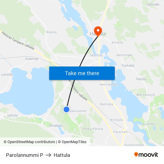 Parolannummi P to Hattula map