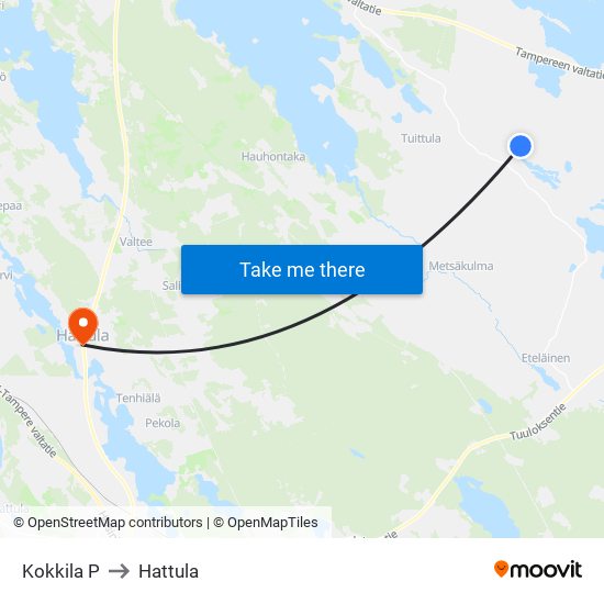Kokkila P to Hattula map