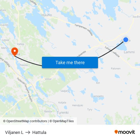 Viljanen L to Hattula map