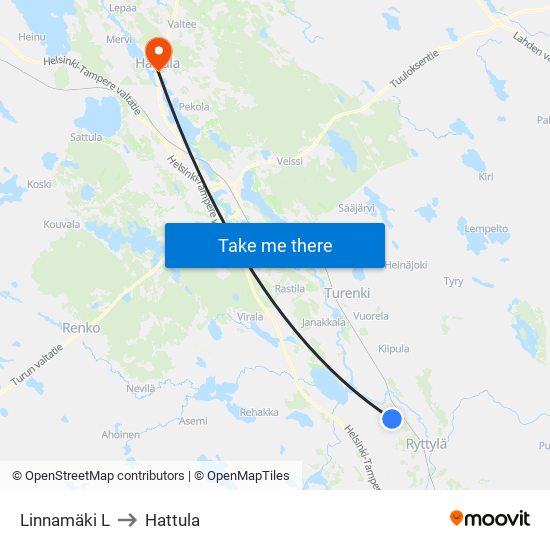 Linnamäki L to Hattula map