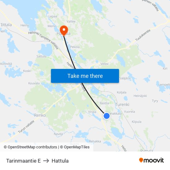 Tarinmaantie E to Hattula map