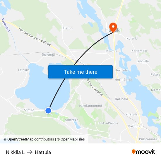 Nikkilä L to Hattula map