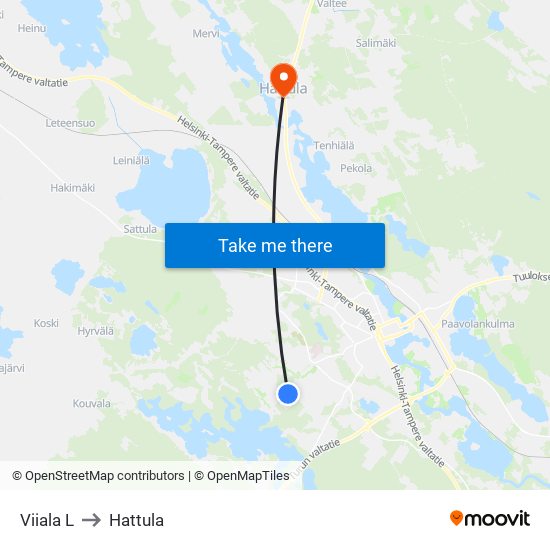 Viiala L to Hattula map