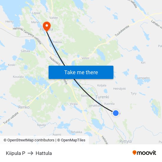 Kiipula P to Hattula map