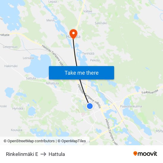 Rinkelinmäki E to Hattula map