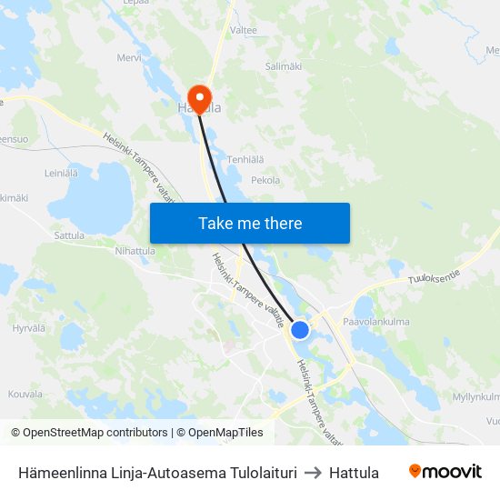 Hämeenlinna Linja-Autoasema  Tulolaituri to Hattula map