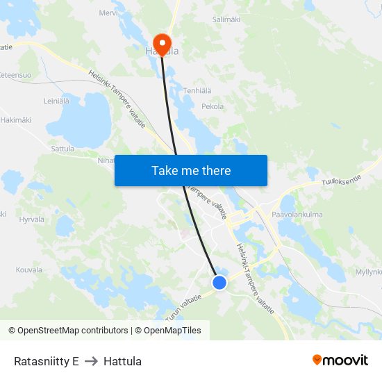 Ratasniitty E to Hattula map