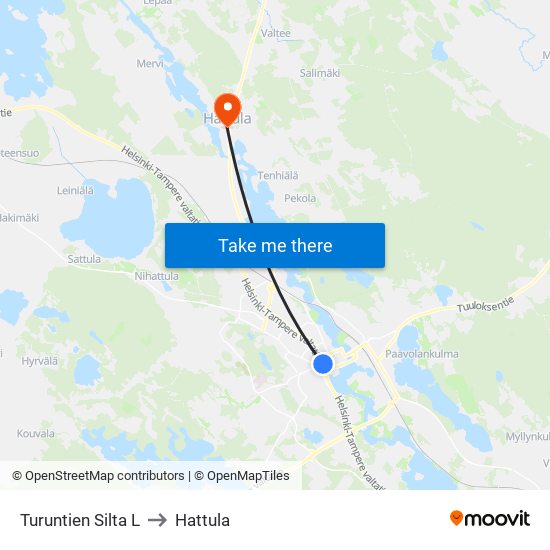 Turuntien Silta L to Hattula map