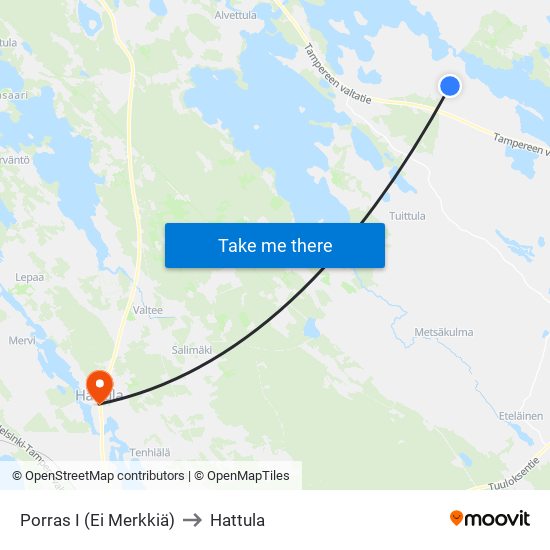 Porras I (Ei Merkkiä) to Hattula map