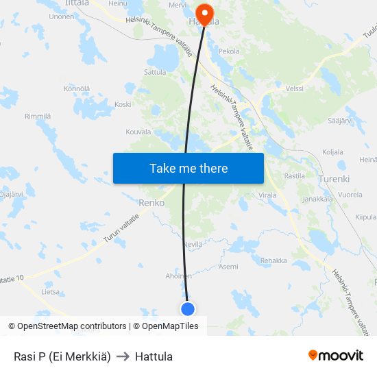 Rasi P (Ei Merkkiä) to Hattula map