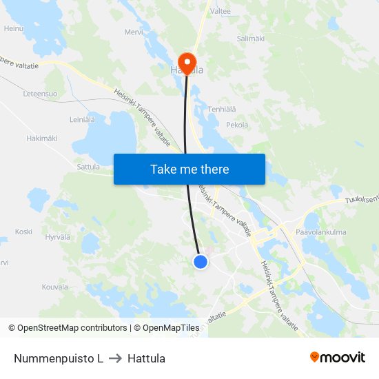 Nummenpuisto L to Hattula map