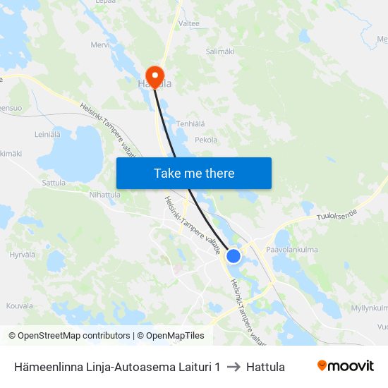 Hämeenlinna Linja-Autoasema  Laituri 1 to Hattula map