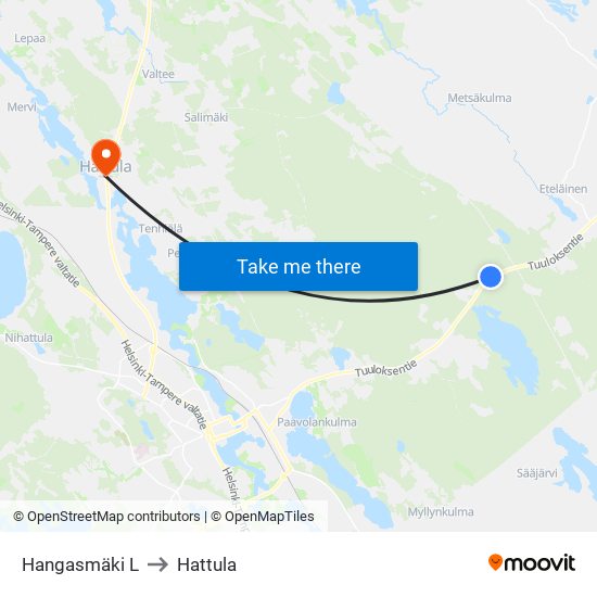 Hangasmäki L to Hattula map