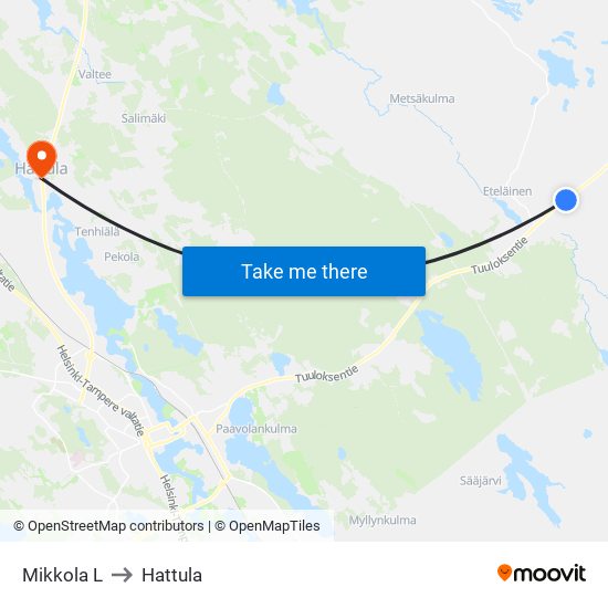 Mikkola L to Hattula map