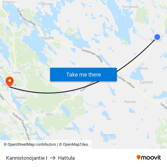 Kannistonojantie I to Hattula map