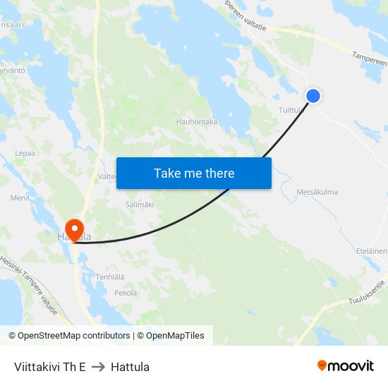 Viittakivi Th E to Hattula map