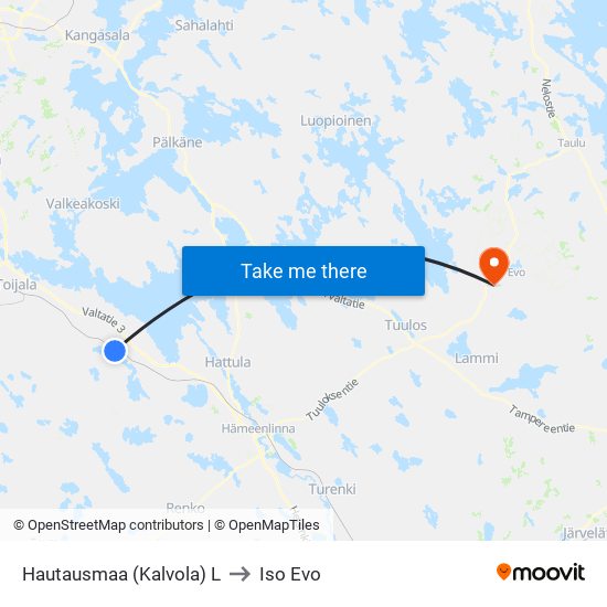 Hautausmaa (Kalvola) L to Iso Evo map