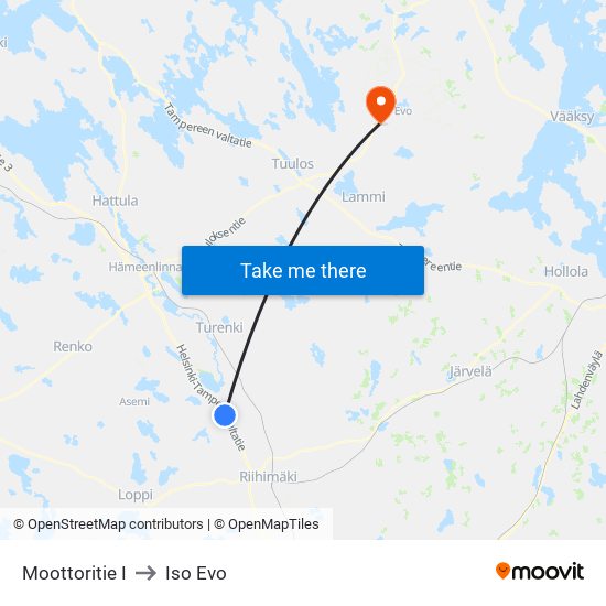 Moottoritie I to Iso Evo map