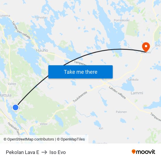 Pekolan Lava E to Iso Evo map