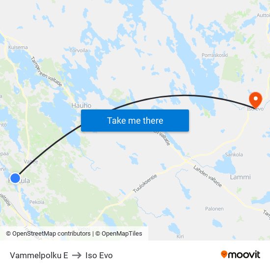 Vammelpolku E to Iso Evo map