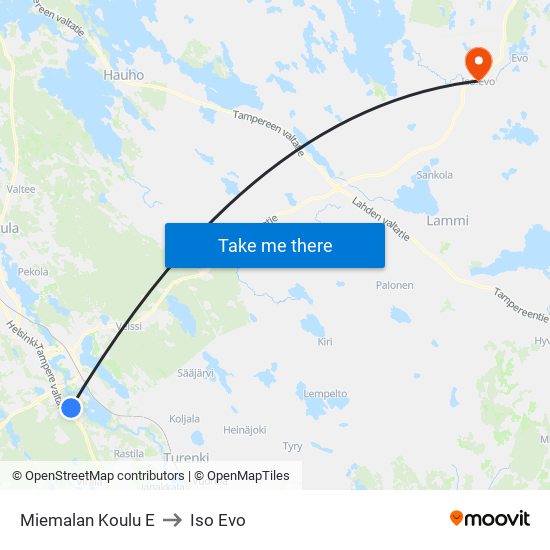 Miemalan Koulu E to Iso Evo map
