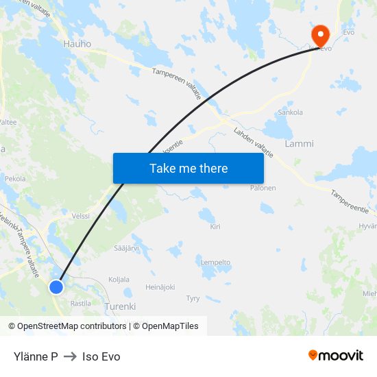 Ylänne P to Iso Evo map