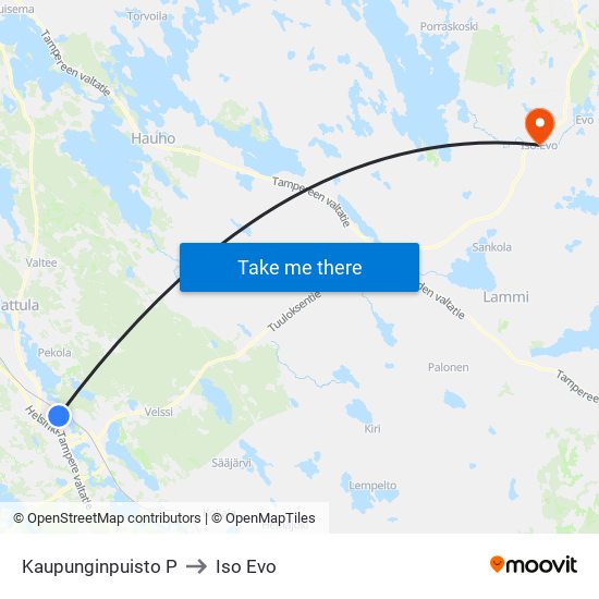 Kaupunginpuisto P to Iso Evo map