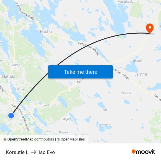 Korsutie L to Iso Evo map